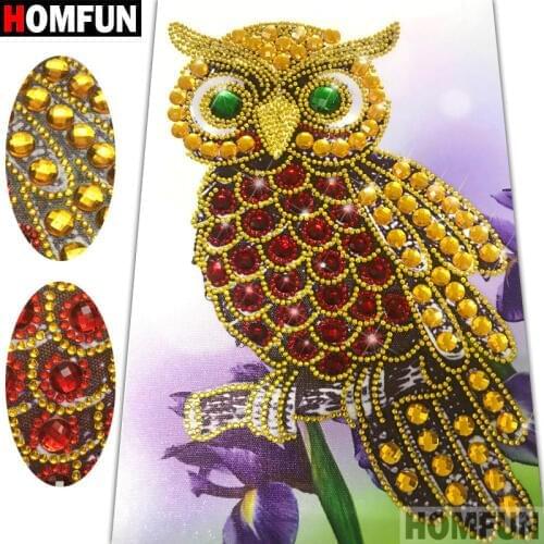 HOMFUN 5D Special Shaped Diamond Painting Owl Handicraft Needlework 3d Drill 5D DIY Embroidery Cartoon Animal Gift 20x30cm