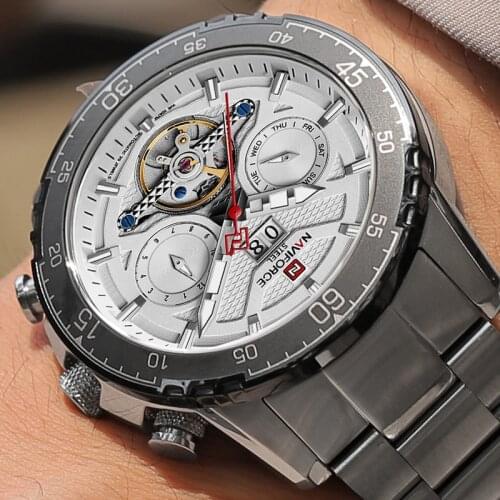 NAVIFORCE Men‘s AutoMechanical Watch 100M Waterproof Full Steel Wristwatches diving Male Clock Luxury Brand Watches Reloj Hombre