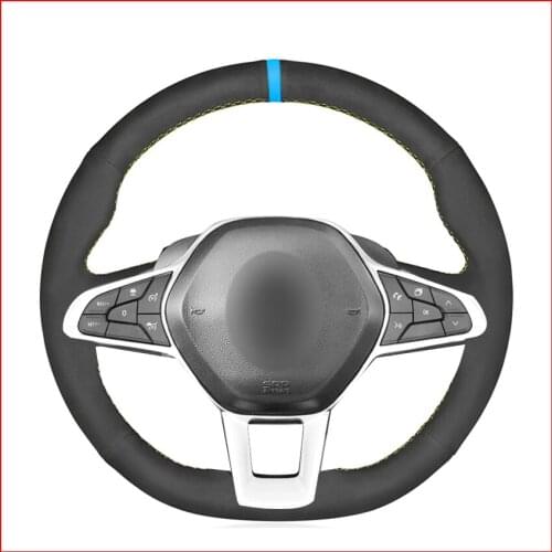 Black Suede Hand Sew Soft Wrap Car Steering Wheel Cover for Renault Clio 5 (V) 2019-2020 Zoe 2019-2020 Captur Parts