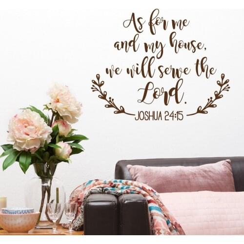 Joshua 24:15 Bible Wall Stickers Quote As For Me and My House We Will Serve the Lord Adhesive DIY Christian Wall Decals SYY160
