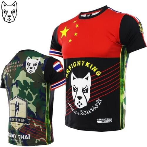 ARFIGHTKING Muay Thai T-shirt fitness Mixed martial arts training MMA stretch fight sport short sleeve
