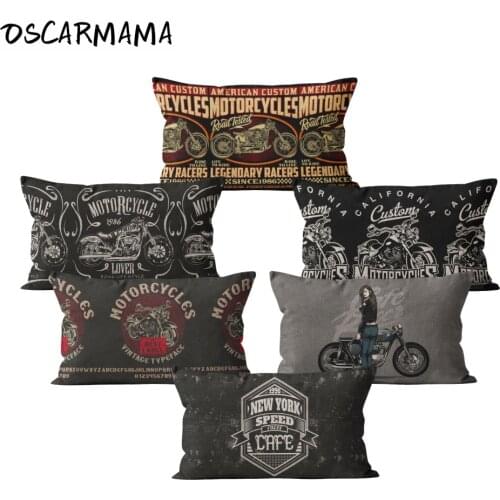 Gothic Motorcycles California Custom Ride It New York Speed Gamer Black Cushion Cover Funda De Cojin 30x50 Throw Pillow Case