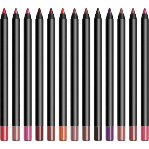 10 Piece Custom Creamy Lip Liner Private Label Nude Brown Cream Lipliner Pencil Wholesale Makeup for Dark Skin