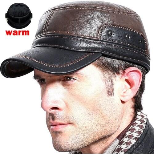 Caps For Men Baseball Caps High Quality Leather Patchwork Adjustable Flatcap Winter Hats Snapback Middle Aged Dad Cap