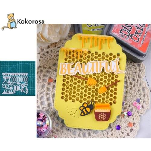 Kokorosa Bee Honey Frame Metal Cutting Dies Scrapbooking Stencils Embossing Paper Die Cut Photo Album Decor Template 2021