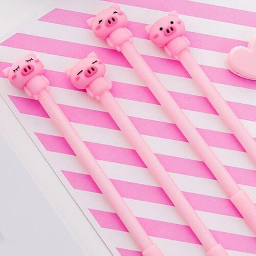 2pc Kawaii Pink Pig Pen Cartoon Creative Gel Pen Student Learn Stationery Black Ink Signature Water Pen Office School Supplies