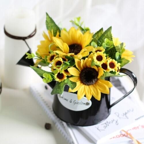 Creative Flowerpot Artificial Flower Sunflower Luxury Bouquet Living Room Decoration Table Party Wedding