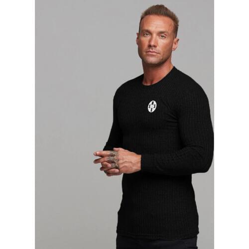 Machinefitness Spring Mens Sweater Mens Long Sleeve Solid Casual Stretch Slim Fit Fitness Clothing Brand Knitted Pullovers Male