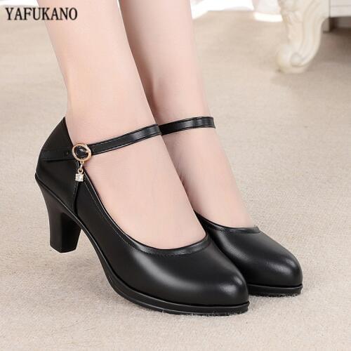 Professional Platform Square Heel High Heels Fashion OL Black Round Toe Work Single Shoe 2020 Spring Women Pumps Plus Size 40,41