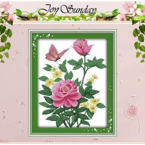 Pink Rose and Butterfly Pattern Counted Cross Stitch 11CT 14CT Cross Stitch Set Wholesale Cross-stitch Kit Embroidery Needlework