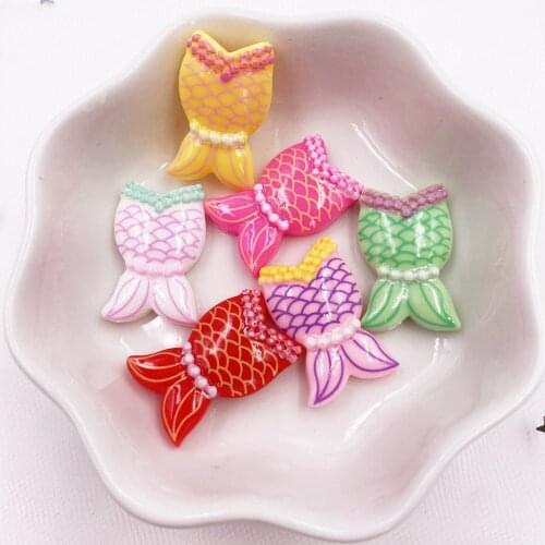 New Resin Mini Mermaid Tail Flatback Cabochon Stone Miniature DIY Scrapbook Craft Home Decor Figurines Accessories OH61