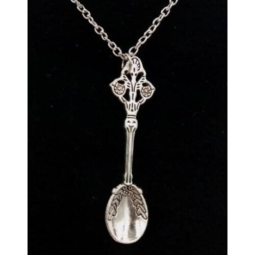 10Pcs Vintage Snuff Mini Tea Spoon Dangle Pendant Necklace 60cm Charms Chain Necklace New Fashion Jewelry Gift