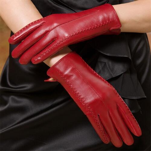 Fashion Genuine Leather Gloves Sheepskin Women Winter Warm Short Thin Touch Screen Autumn Winter Driving Mlz005-5