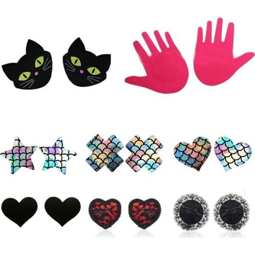 Sexy 2 /5Pair Women Sexy Sequin Nipple Covers With Tassels Heart Shape Nipple Stickers Pasties Sex Product Chest Stickers