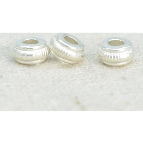 50 PCS 7mm*4mm Metal Alloy Dumb Silver Color Flat Round Spacer Beads DIY Loose Beads For Jewelry Making