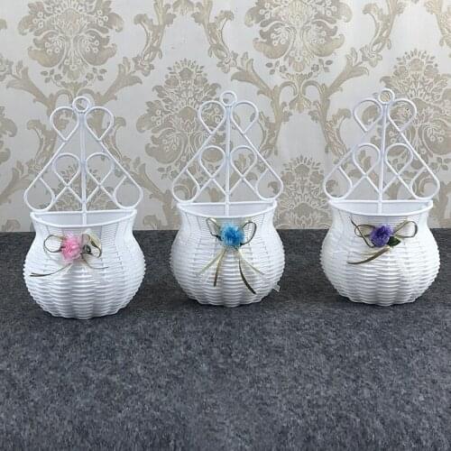 Hanging Flower Basket Garden Party Handmade DIY Vase Sundries Organizer Wall Hanging Artificial Rattan Home Decor Pots