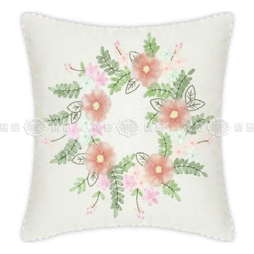 European popular holiday gifts crafts Christmas wreath handmade square cross stitch ribbon embroidery living room home decor