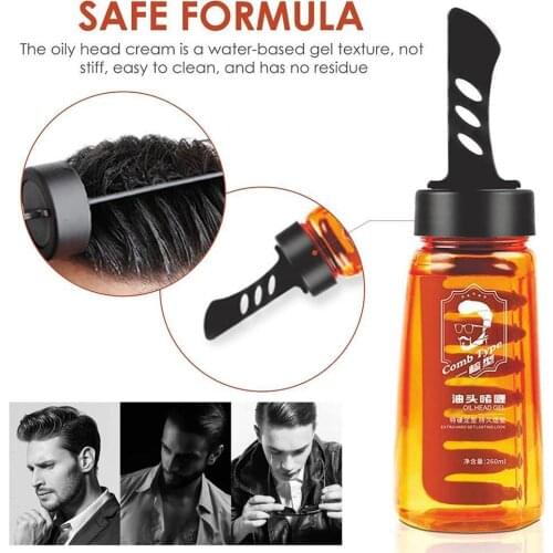Professional 2-in-1 Hair Wax Gel With Comb Long-lasting Fluffy Hair Pomade Wax Mud Men Hair Cream Salon Styling Gel Tool