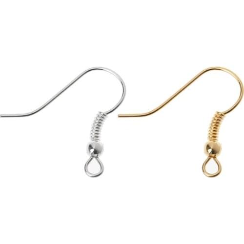 R58E 100Pcs Silver Gold Earring Hooks Ear Wires Hypo-allergeni DIY Jewelry Findings