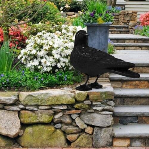 Realistic Crows, Lifelike Extra Large Handmade Black Feathered Crow, for Halloween Decorations Birds (12 inch)