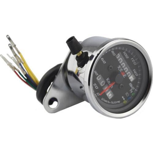 Silver Motorcycle Cafe Racer Speedometer Odometer Gauge 0-160km/h Instrument with LED Indicator