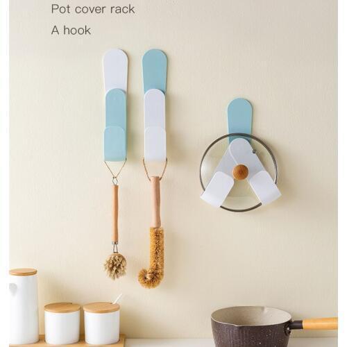 Foldable Wall-mounted Pot Cover Rack Adjustment Cutting Board Storage Rack Spoon Pot Lid Shelf Cooking Storage Kitchen Tool