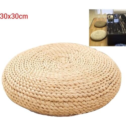Tatami Futon Meditation Cushion 30cm 40cm Round Yoga Circle Corn Husk Straw Braid Mat Japanese Style Cushion with Silk Wadding
