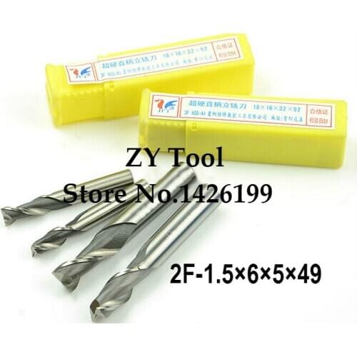 High Quality 5pcs End Mill 1.5mm Two 2 Flute HSS & Aluminium End Mill Cutter CNC Bit, Milling tools,1.5*6*5*49