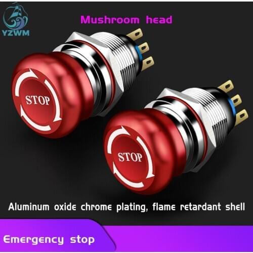 YZWM 22mm Metal Stainless Steel Button Switch Doorbell Horn Car Refitting Switch Inching Self Reset Four Legs