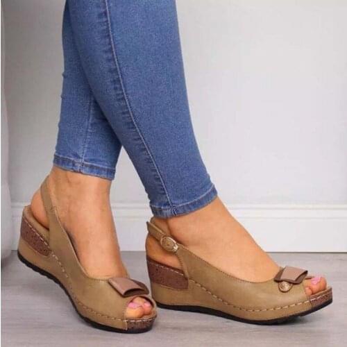 2021 Woman Sandals Retro Wedges Summer Wedge Sandals Female Casual Sewing Women Shoes Comfortable Ladies Sandalias Plus Size