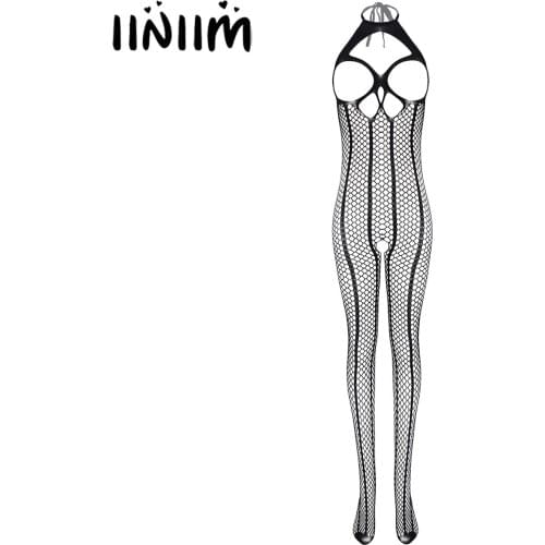 Ladies Sissy Teddies Bodysuits for Womens Fishnet Tights Hollow Out Mesh Body Stocking Sleepwear Lingerie Nightwear Babydolls