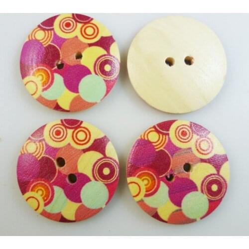 10PCS Chrysanthemum Painting Wooden 30MM Buttons Boots Coat Sewing Clothes Accessories MCB-251