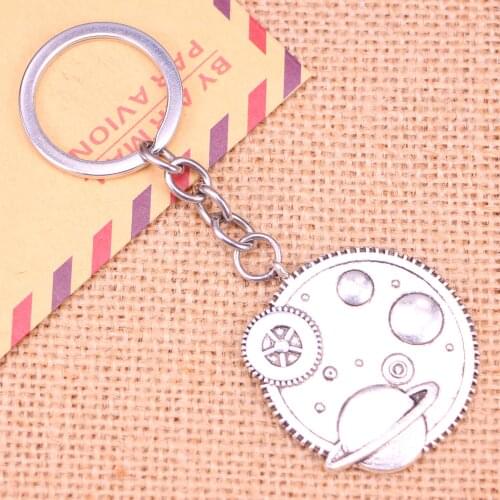 20pcs New Fashion Keychain 37 mm solar system galaxy Pendants DIY Men Jewelry Car Key Chain Ring Holder Souvenir For Gift