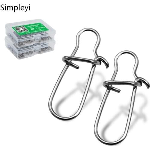 50-100pcs/box Hooked Snap Pin Stainless Steel Fishing Barrel Safety Snap Hook Lure Accessories Connector Snap Fishing Tool