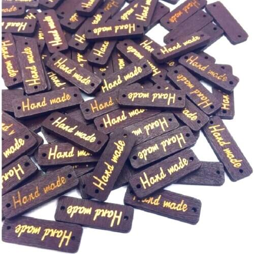 50Pcs Wooden Button Handmade 2 holes Rectangle Clothing Sewing Scrapbooking Craft Buttons Accessory DIY