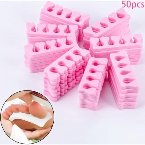 50pcs/Pack Pink Nail Art Toes Separators Fingers Foots Pedicure Toe Separators Sponge Soft Gel UV Tools Polish Manicure Pedicure