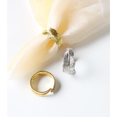 8PCS/Metal Napkin Ring Leaf Napkin Holder Gold Silver Napkin Ring Table Decorations Banquet Decoration Supplies