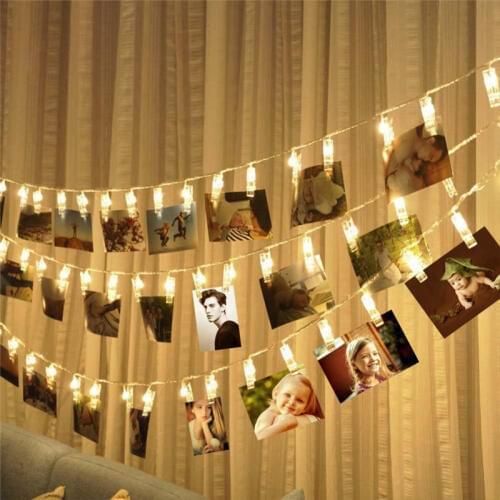BHomify 3xAA Battery Powered 1.5Meter 10LED 3Meter 20LED clip string lights Indoor Outdoor Decoration rope for Party / birthday