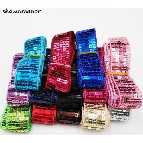 15Yards/lot 24MM Width DIY Shiny Sequin Ribbon For Latin Dance Dress/Costume Decoration Sewing Lace Trim5-106