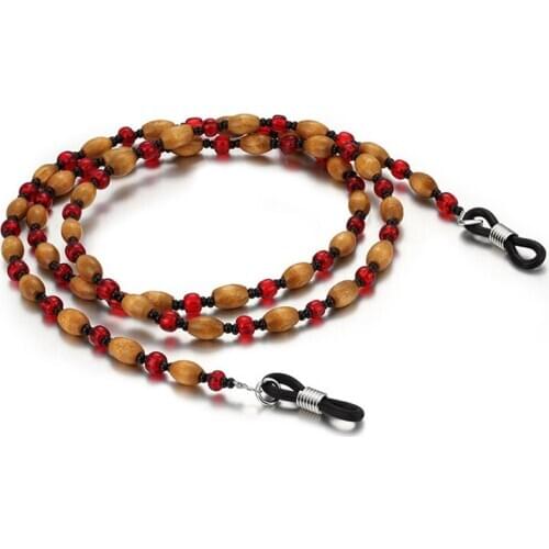 Imixlot Simple Retro Wooden Beaded Glasses Chain Women Men Fashion Eyeglass Lanyard Neck Strap No-slip Eyewear Retainer