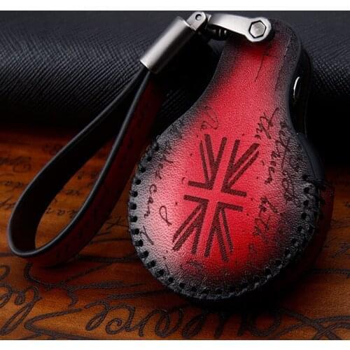 Genuine leather car key case cover bag fob key chain for bmw Mini Cooper Countryman Clubman R55 R56 F54 F55 F56 F60 F57