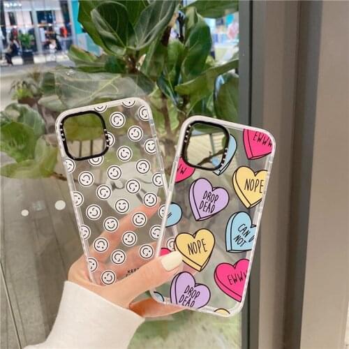 Cute Love Heart Print Phone Case For iphone 12 Pro Max 7 8 plus X XR XS Max SE 2020 11 Back Cover Transparent Soft Funda