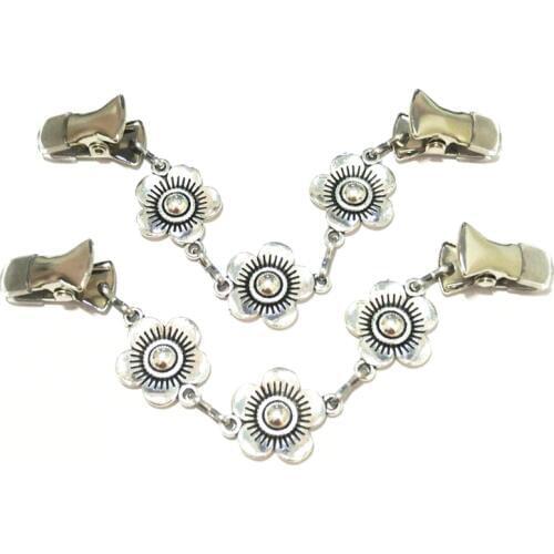 Flower Women Sweater Clamps Shawl Pins Girls Cape Cloak Clasp Clothing Vest Brooch Guard Cardigan Cinch Clip