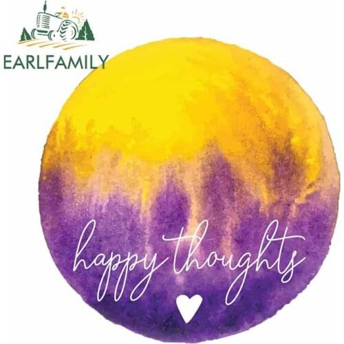 EARLFAMILY 13cm x 12.6cm For Happy Thoughts Laptop Car Sticker Inspirational Decal Vinyl Material Waterproof Body for Car Decor