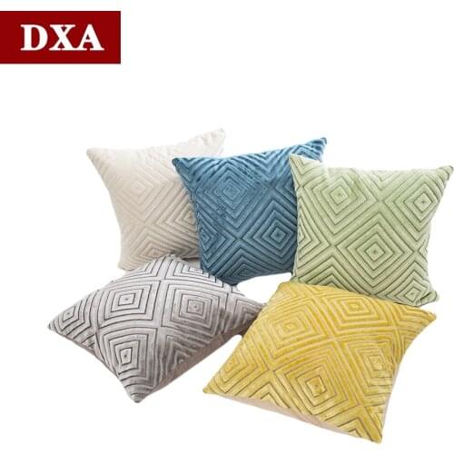 Square Luxury Flocked Velvet Cushion Cover Solid Color Decorative Throw Pillow Covers for Sofa Cafe Party Bedroom Car Seat Chair