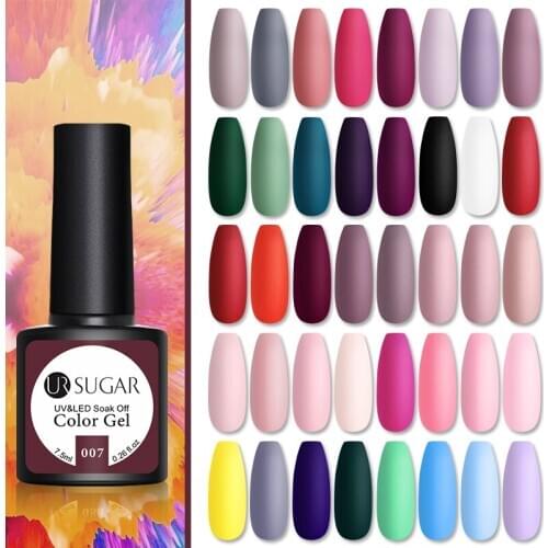 UR SUGAR 7.5ml Matte Color UV Nail Gel Polish Soak Off Semi-permanent Colorful Gel Varnishes Manicures Gel Polish Matte Top Coat