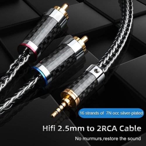 Hifi 2.5mm to 2 RCA Cable High Quality Silver-plated For Astell&Kern AK100II,AK120II,AK240, AK380,AK320,DP-X1