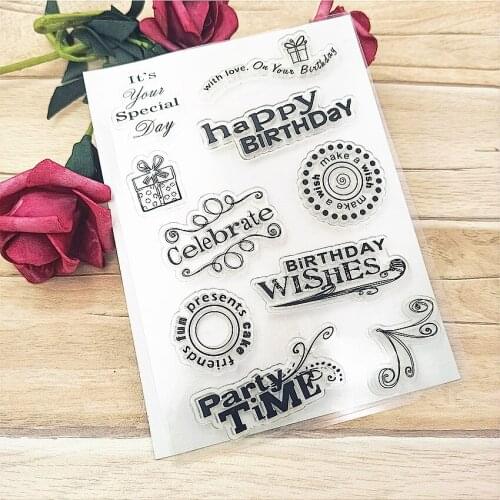 Hot selling happy birthday transparent clear stamp / silicone seal roller stamp DIY scrapbook album / card production