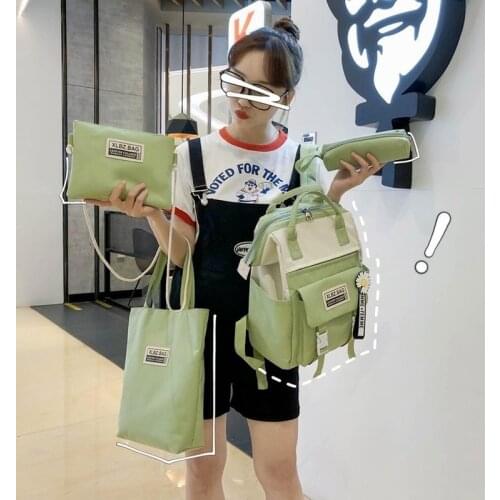 5 pcs sets canvas School Bags For Teenage Girls Women New Trend Female Backpack Nylon Women Backpack Child Student Shoulder Bag