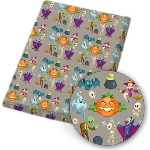 IBOWS Polyester Cotton Cloth Fabric Spider Witch Zombie Halloween Theme Fabric Sewing Home Textile Garment 45*150cm 80g/pc